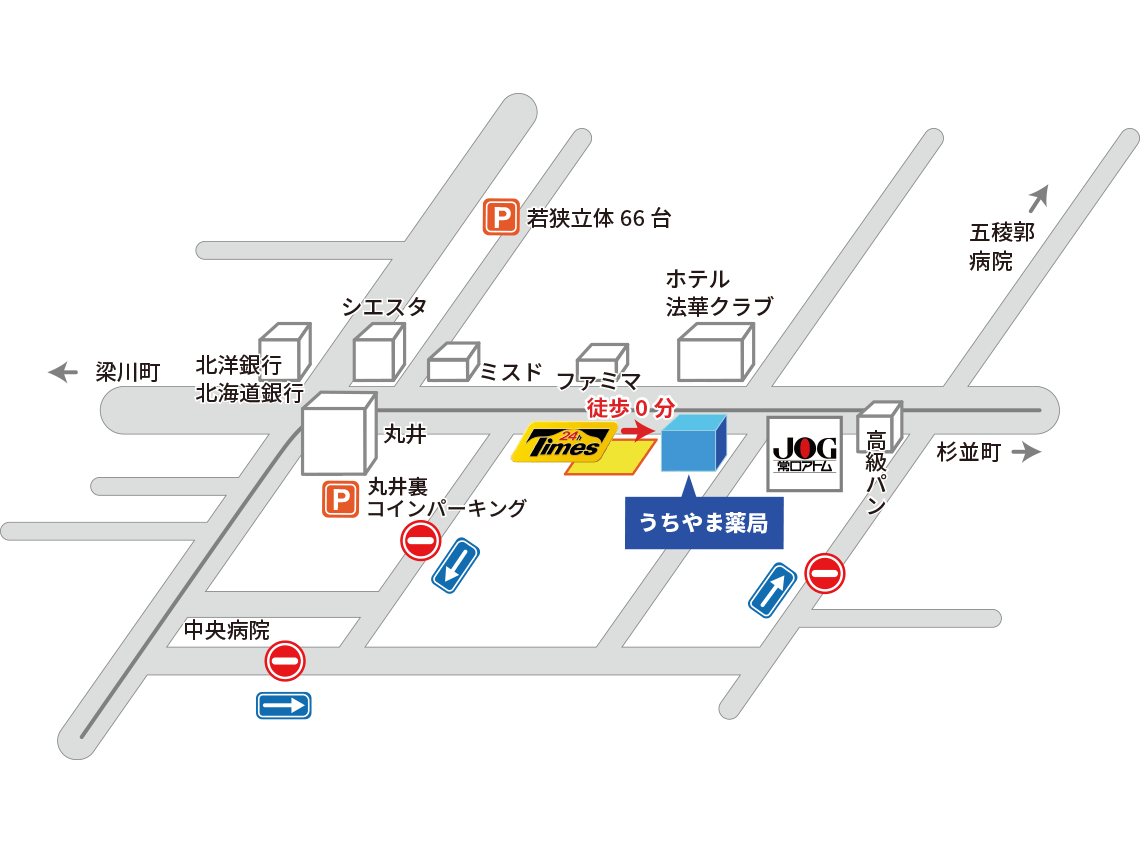 うちやま薬局・契約駐車場 アクセスマップ